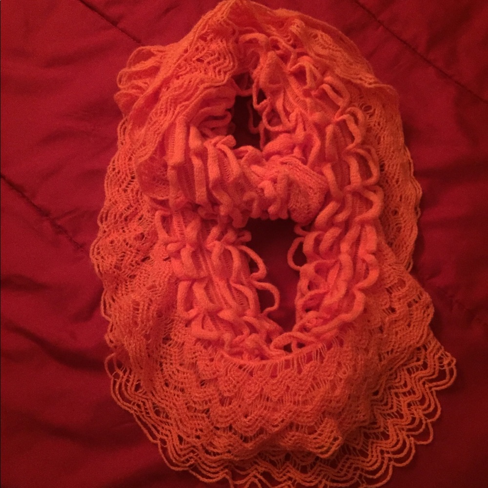 Orange fluffy infinity scarf🧣